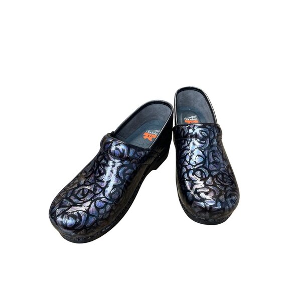 Dansko XP Womens Black Purple Leather casual nursing work clogs Size 40/9 SKU 91 - Picture 12 of 12